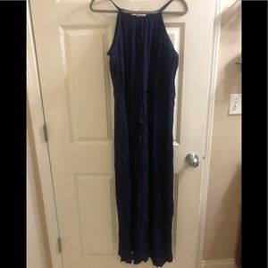 Navy maxi dress with embroidered detailed